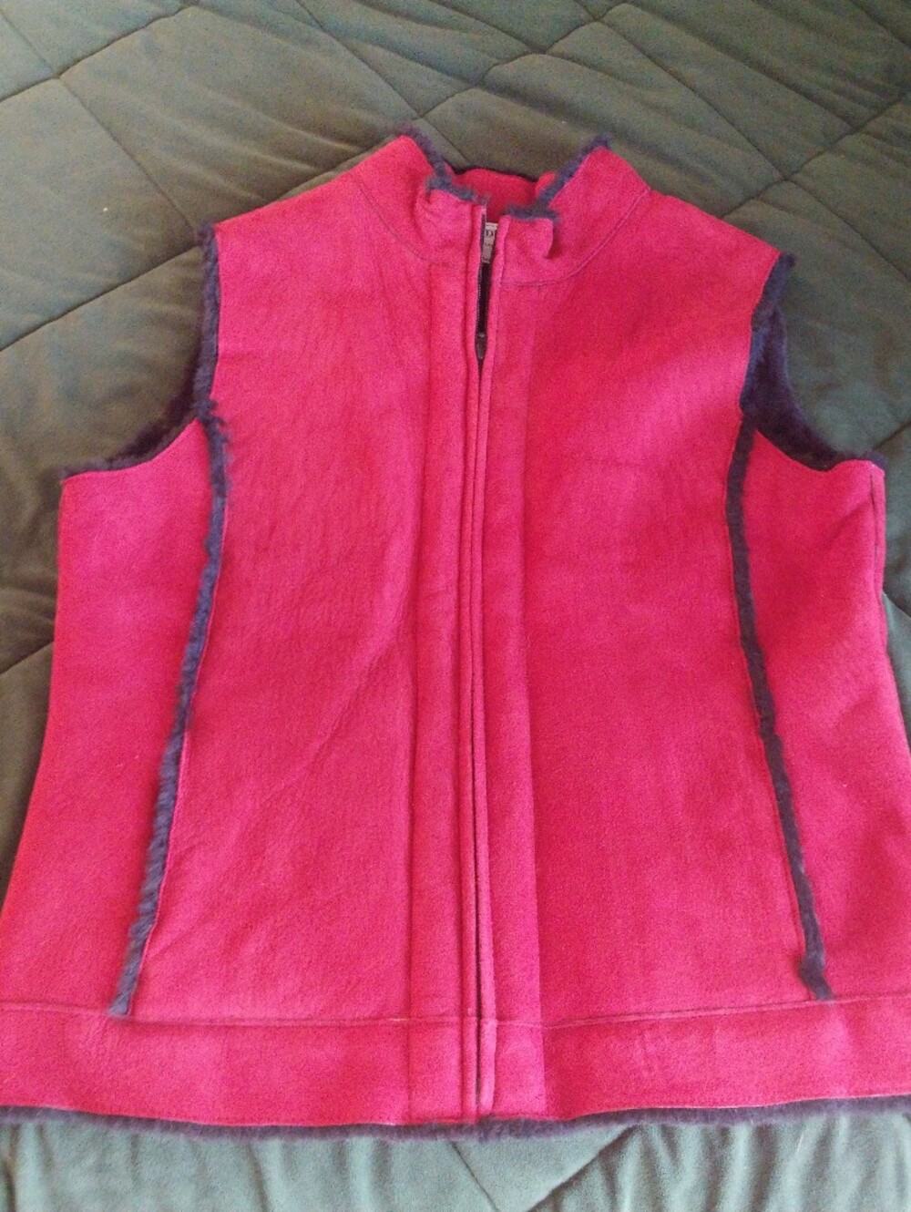 Pendleton Red and Black Suede Vest Lamb Fur Lined Jacket Womens M